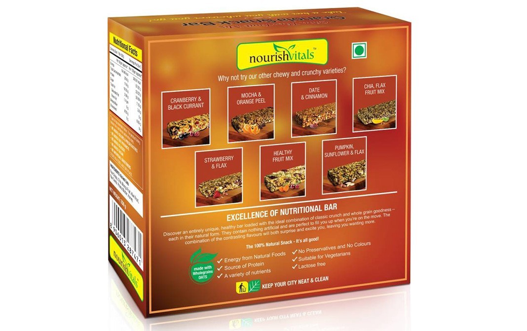 NourishVitals Granola Snack Bar Chia, Flax Fruit Mix   Box  250 grams